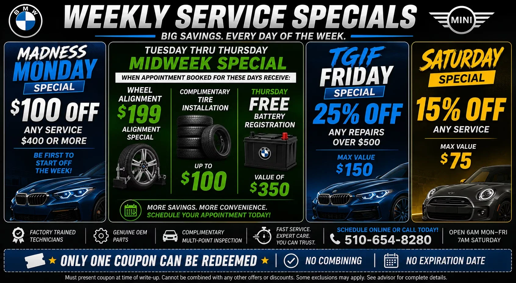 BMW and Mini service specials with daily deals
